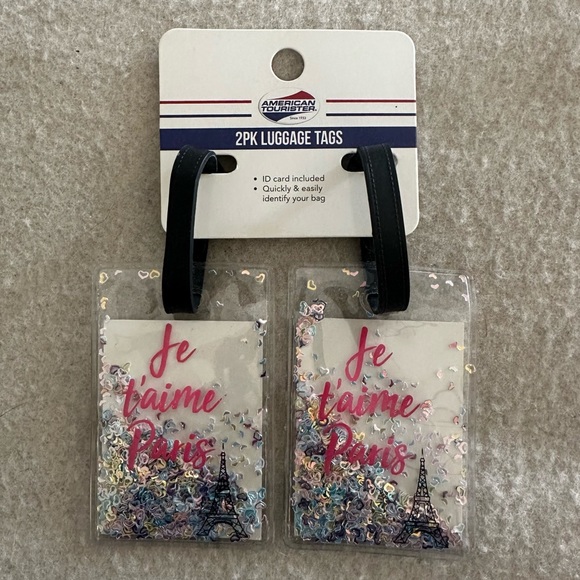 American Tourister “Je T’aime Paris” Glitter Liggage Tags - Picture 1 of 7